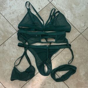 Green Mesh Lingerie Set